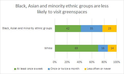 Fig 1: BAME groups are less likely to visit greenspaces
